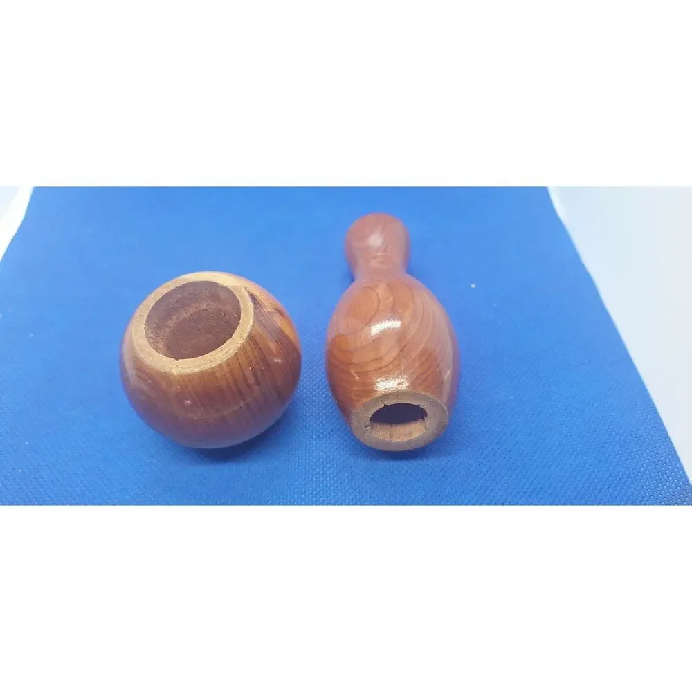 Wood Bowling Ball & Pin & Vintage Jug Salt and Pepper Shakers